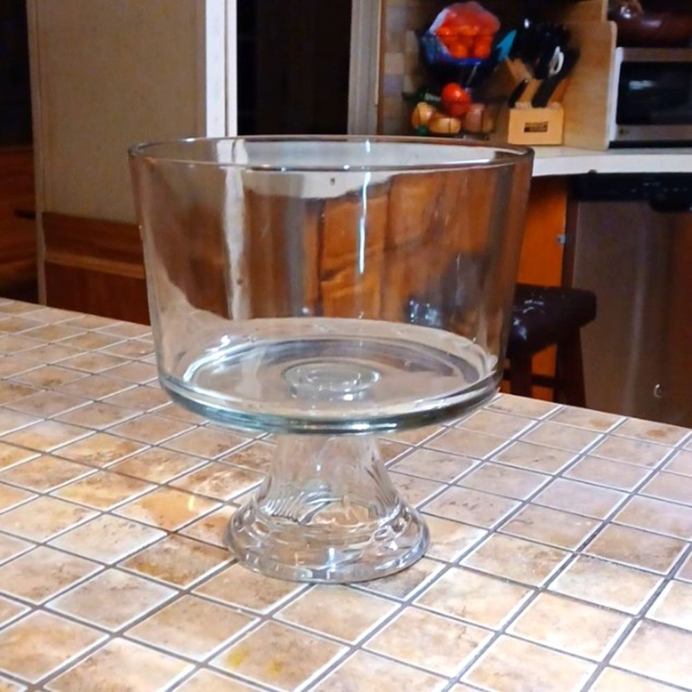 ANCHOR HOCKING Glass Monaco Trifle Serving Bowl On Pedestal